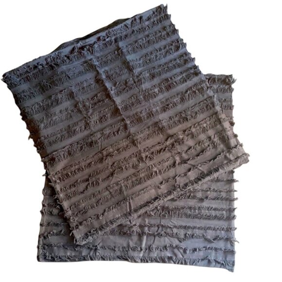 2 Decorative Grey Cotton & Linen Throw Pillow Covers  Fringe 26"x26" boho chic - Picture 7 of 8